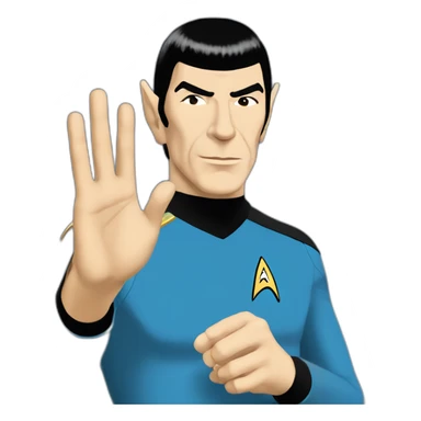 Spock making the Vulcan salute in Starfleet blue uniform (Star Trek) sticker