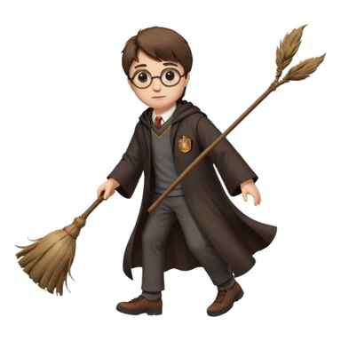 harry potter with flying broom sticker