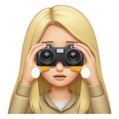 blonde cartoon girl taking picture camera in front of her face long hair over both eyes sticker