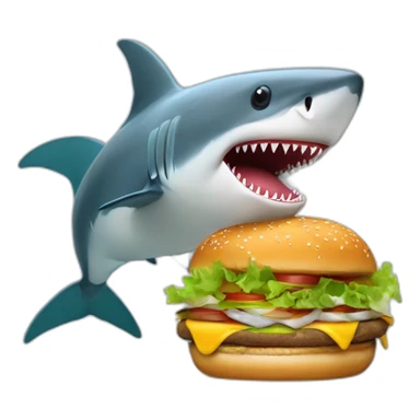 Un requin qui mange un burger et danse sticker