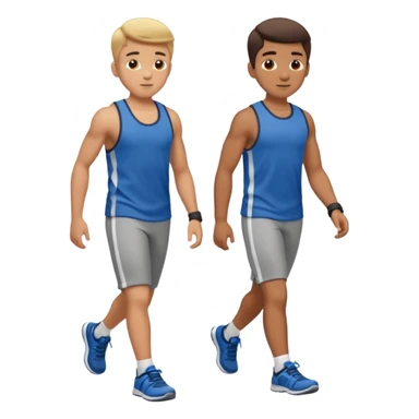 two boys walking, wearing gym clothes, full body sticker