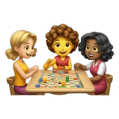 1 man and 3 women playing board game sticker