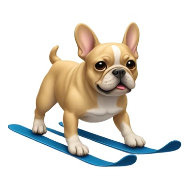 Tan French bulldog skiing sticker