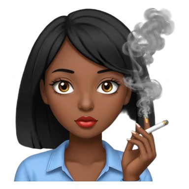Black hair girl with long eyelashes smoking a blunt sticker