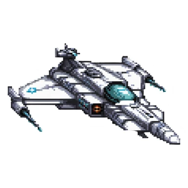 Battleship-style space cruiser with weapons and armor plating sticker