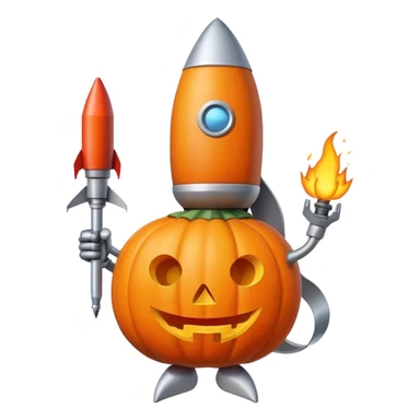 pumpkin with a rocket in the hand sticker