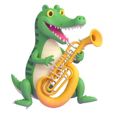crocodile playing a bombardino euphonium sticker
