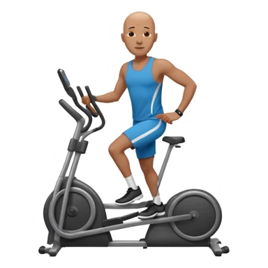 bald African American man on elliptical machine sticker
