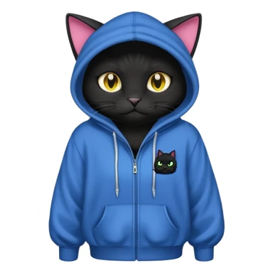 Black cat wearing a hoodie fursona (full body) sticker