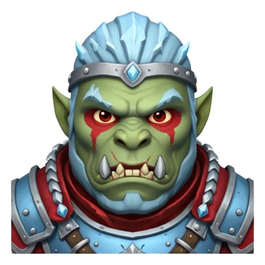 
Fantasy Christmas orc legion soldier icon, iron tundra army theme, heavy winter armor, disciplined brutal look, icy blue steel armor with deep crimson accents, frozen metal texture, cold winter atmosphere, male variant sticker