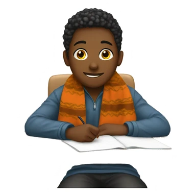 Teen wearing fall blanket sitting at school desk sticker