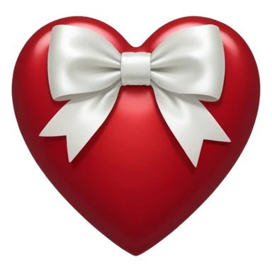 dark red heart with white bow sticker