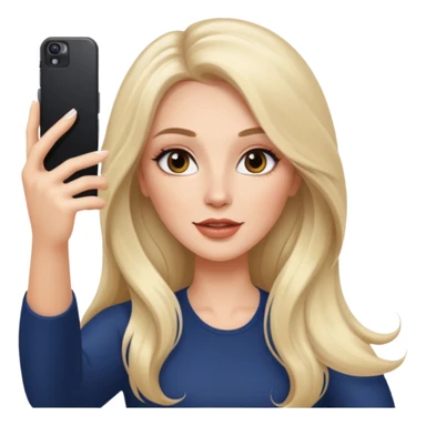 White woman gorgeous make up long hair taking selfie  sticker