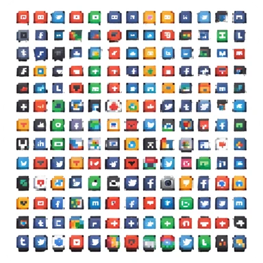 8-bit social media app icons collection sticker
