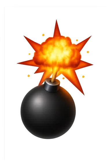 emoji stile iphone di una bomba che esplode sticker