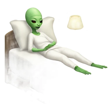 Reptilian alien woman, in white in pajamas, sleeping to bed sticker