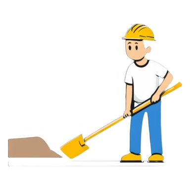 guy looking at road while holding a shovel sticker