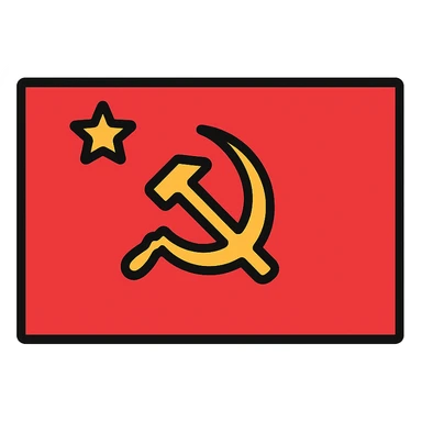 Soviet Union flag, stylized, bold colors, gold hammer and sickle with star, no text sticker