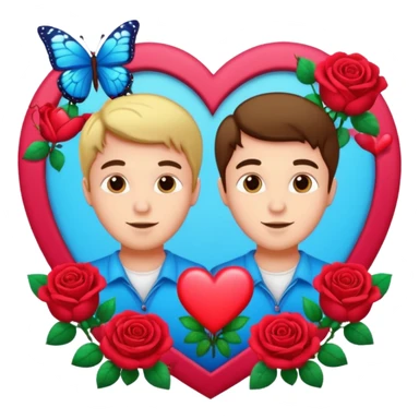 two valentines chris with hearts roses and butterflies sticker
