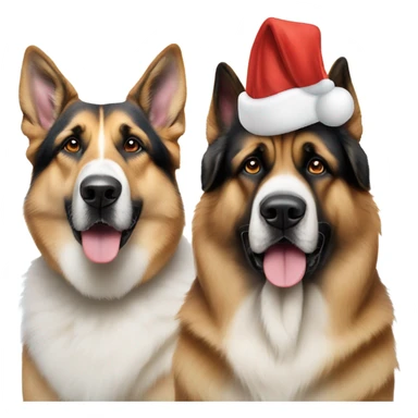 German shepherd and a Saint Bernard wearing snow hats  sticker