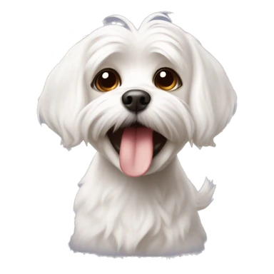 playful maltese with brown ears sticking out tongue sticker