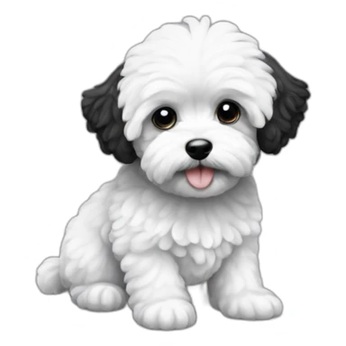 Maltipoo, black and white sticker