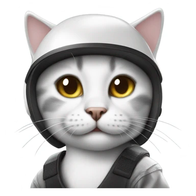 Smiling Black and white cat skateboarding with crash helmet  sticker