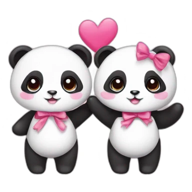 Couple panda cute , female panda pink ribbon sticker