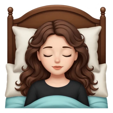 Um amenina super linda com cabelo marrom meio preto  com as pontas ondulado,  cabelo grande na cama deitada com o olho fechado  sticker