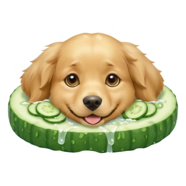 dog relaxing spa with cumcumbers in their eyes sticker