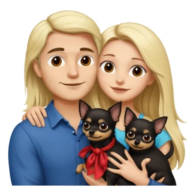 Hombre con pelo largo rubio chica de pelo castaño oscuro  y chihuahua negro amor sticker