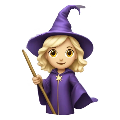 Blonde female wizard with iridescent star wand sticker
