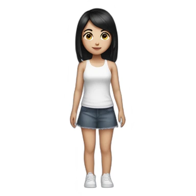 Girl with black hair with white skin and wings sticker