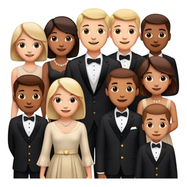 smiling men, women and children in formal wear sticker