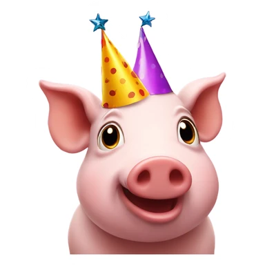 Hog with birthday hat sticker