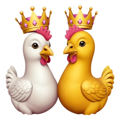 Dos pollos uno con un moño y el otro con una corona  sticker