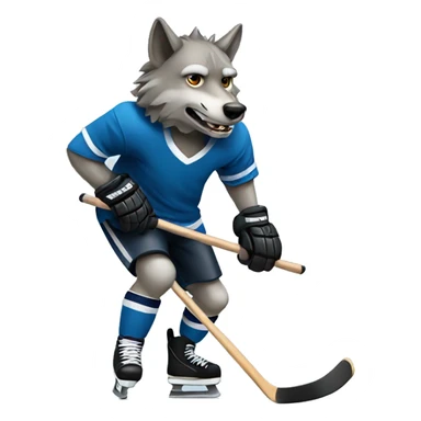 Wolf playing hockey  sticker