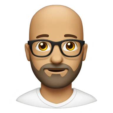 bald man with beard and glasses with brown eyes sticker