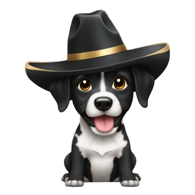 Perro french negro con sombrero de copa sticker