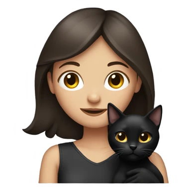 brunette girl with a black cat in her arms sticker