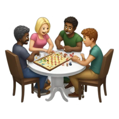 Four white friends playing board game sticker