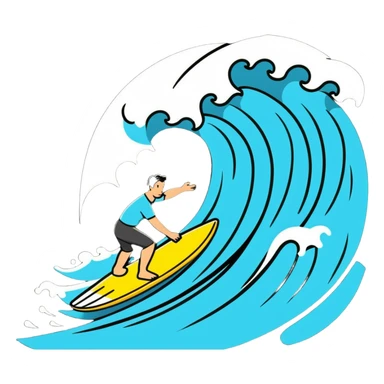 Man surfing on a big wave at the beach sticker