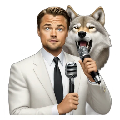 wolf of wallstreet (Dicaprio) holding microphone sticker