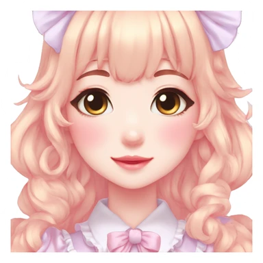 Shiny Blushing Cute Kawaii Beautiful Pastel Lolita Anime Catgirl Trending Style Cottagecore Pastelcore  full body sticker