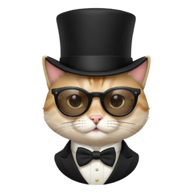 Cat with sunglasses and a top hat sticker