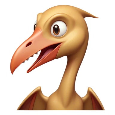 Cinematic Comical Pterodactyl Portrait Emoji, Head tilted dramatically with an exaggeratedly shocked expression, featuring a sleek, streamlined body with a quirky, animated beak and wide, comically expressive eyes full of playful disbelief, Simplified yet hilariously expressive features, highly detailed, glowing with a slightly sassy ethereal glow, high shine, dramatic yet playful, stylized with an air of cheeky prehistoric mischief, soft glowing outline, capturing the essence of a meme-worthy Pterodactyl that looks ready to side-eye its way into viral fame! sticker