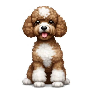 Fluffy brown and white toy poodle  sticker