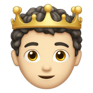 wawy dark hair white boy with a crown sticker