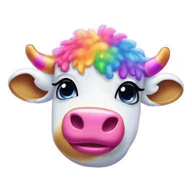 Lisa frank glitter rainbow fluffy cow sticker