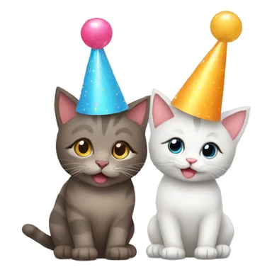 cat and kitten wearing birthday hats sticker